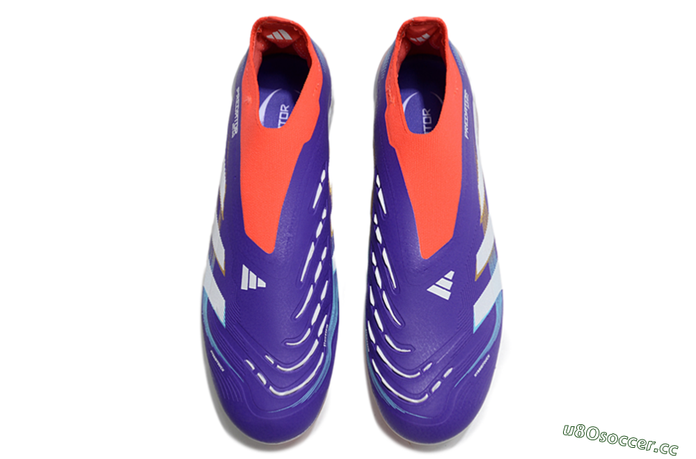 Unisex Adidas Predator 25 Elite Laceless FG Firm Ground Low-Tops Football Boots - Blue/White/Red 4