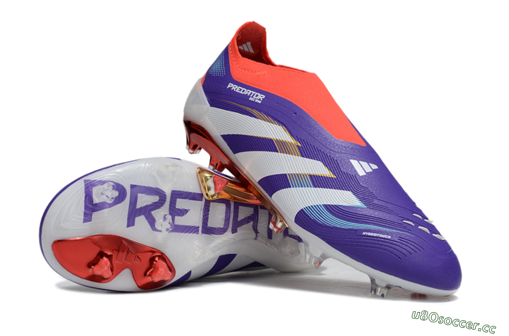 Unisex Adidas Predator 25 Elite Laceless FG Firm Ground Low-Tops Football Boots - Blue/White/Red 3