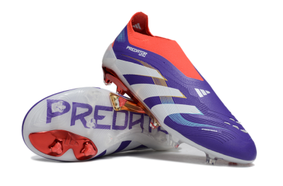 Unisex Adidas Predator 25 Elite Laceless FG Firm Ground Low-Tops Football Boots - Blue/White/Red
