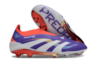 Unisex Adidas Predator 25 Elite Laceless FG Firm Ground Low-Tops Football Boots - Blue/White/Red
