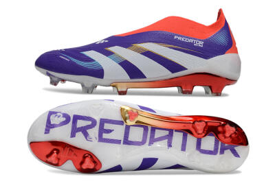 Unisex Adidas Predator 25 Elite Laceless FG Firm Ground Low-Tops Football Boots - Blue/White/Red