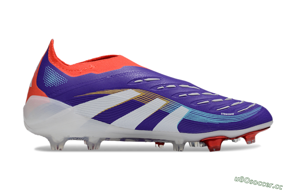 Unisex Adidas Predator 25 Elite Laceless FG Firm Ground Low-Tops Football Boots - Blue/White/Red 7