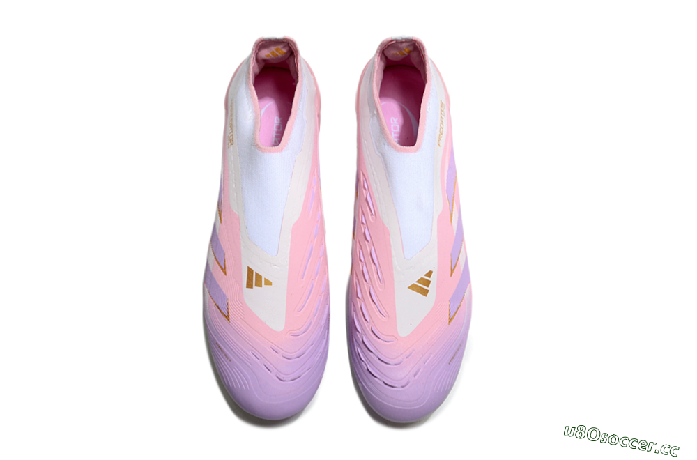 Unisex Adidas Predator 25 Elite Laceless FG Firm Ground Low-Tops Football Boots - Pink/Purple/Gold 4