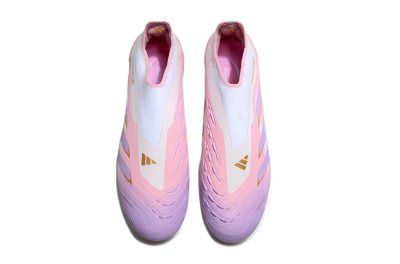 Unisex Adidas Predator 25 Elite Laceless FG Firm Ground Low-Tops Football Boots - Pink/Purple/Gold