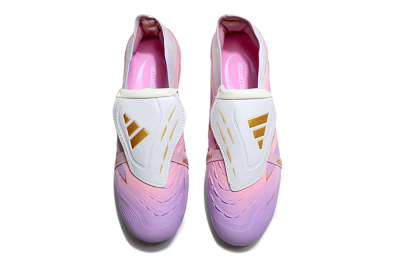 Unisex Adidas Predator 25 Elite Foldover Tongue FG Firm Ground Low-Tops Football Boots - Pink/Purple/Gold