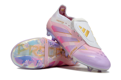 Unisex Adidas Predator 25 Elite Foldover Tongue FG Firm Ground Low-Tops Football Boots - Pink/Purple/Gold