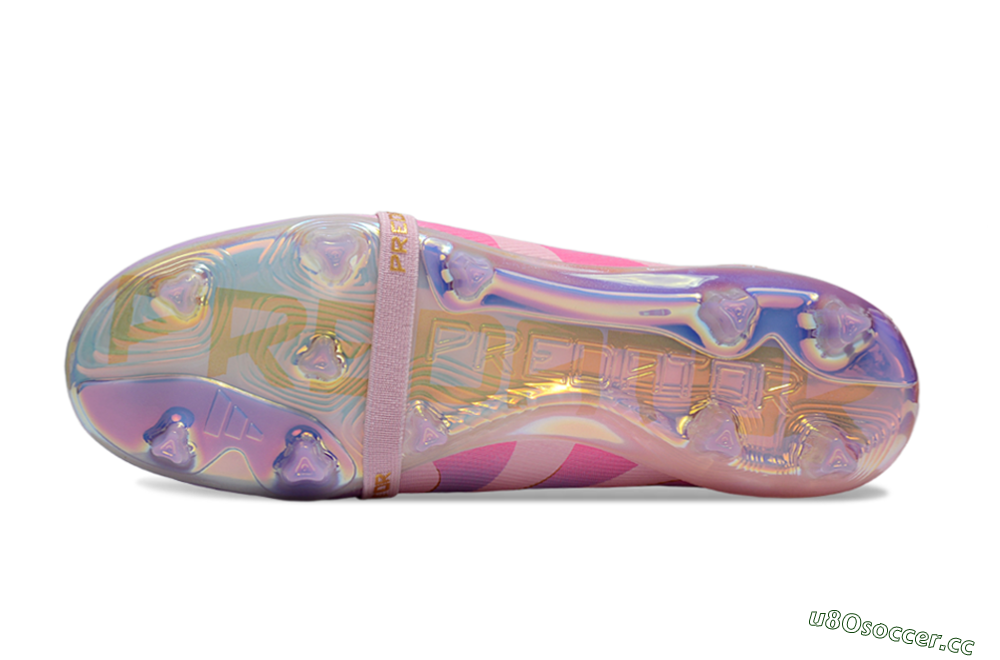 Unisex Adidas Predator 25 Elite Foldover Tongue FG Firm Ground Low-Tops Football Boots - Pink/Purple/Gold 6