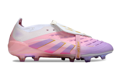 Unisex Adidas Predator 25 Elite Foldover Tongue FG Firm Ground Low-Tops Football Boots - Pink/Purple/Gold