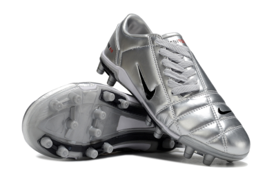 Unisex Nike Air Zoom Total 90 III FG Firm Ground Low-Tops Football Boots - Silver/Black/White