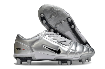 Unisex Nike Air Zoom Total 90 III FG Firm Ground Low-Tops Football Boots - Silver/Black/White