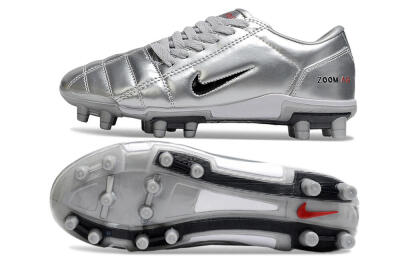 Unisex Nike Air Zoom Total 90 III FG Firm Ground Low-Tops Football Boots - Silver/Black/White