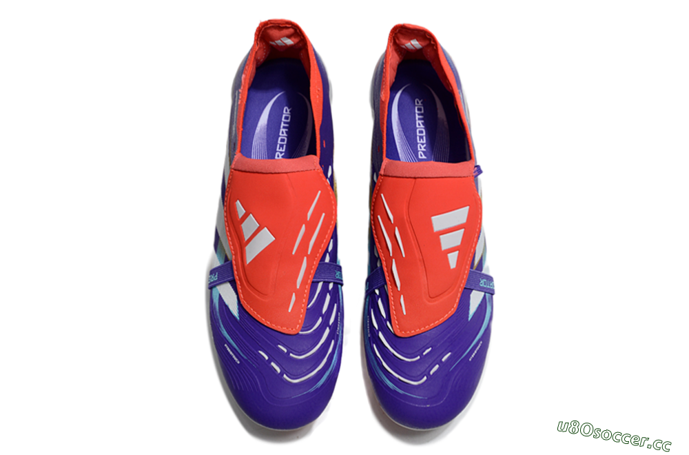 Unisex Adidas Predator 25 Elite Foldover Tongue FG Firm Ground Low-Tops Football Boots - Blue/White/Red 4