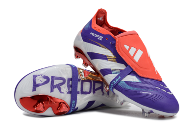 Unisex Adidas Predator 25 Elite Foldover Tongue FG Firm Ground Low-Tops Football Boots - Blue/White/Red