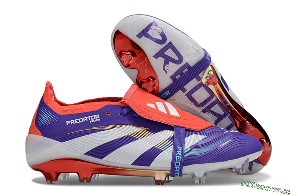 Unisex Adidas Predator 25 Elite Foldover Tongue FG Firm Ground Low-Tops Football Boots - Blue/White/Red 2