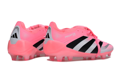 Unisex Adidas Predator 25 Elite Foldover Tongue FG Firm Ground Low-Tops Football Boots - Pink/Black/Silver