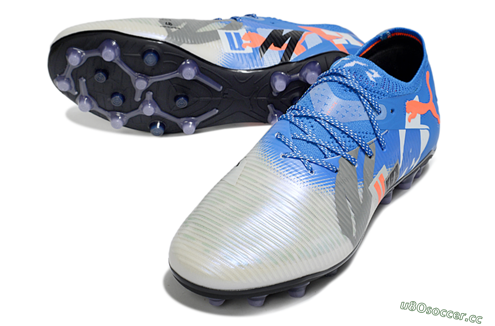 Men's Puma Future 8 Ultimate MG Multi Ground Low-Tops Football Boots - Blue/White/Orange 3