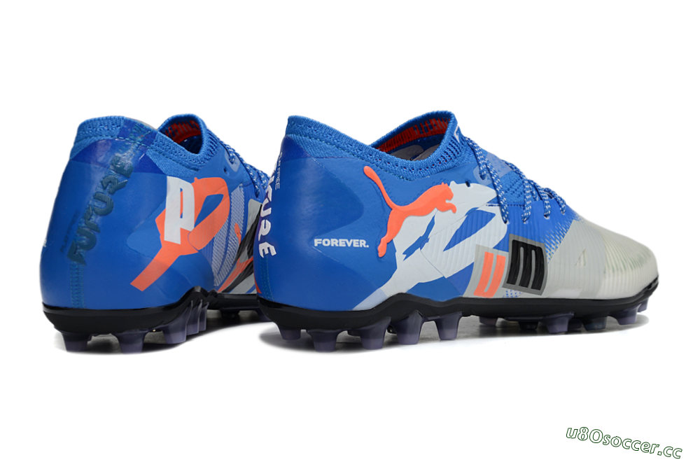 Men's Puma Future 8 Ultimate MG Multi Ground Low-Tops Football Boots - Blue/White/Orange 6