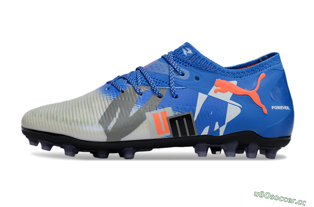 Men's Puma Future 8 Ultimate MG Multi Ground Low-Tops Football Boots - Blue/White/Orange 0