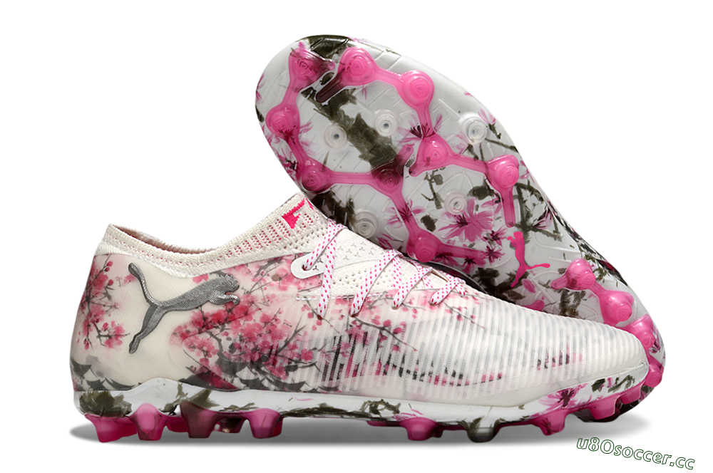 Men's Puma Future 8 Ultimate MG Multi Ground Low-Tops Football Boots - Beige/Black/Pink 2