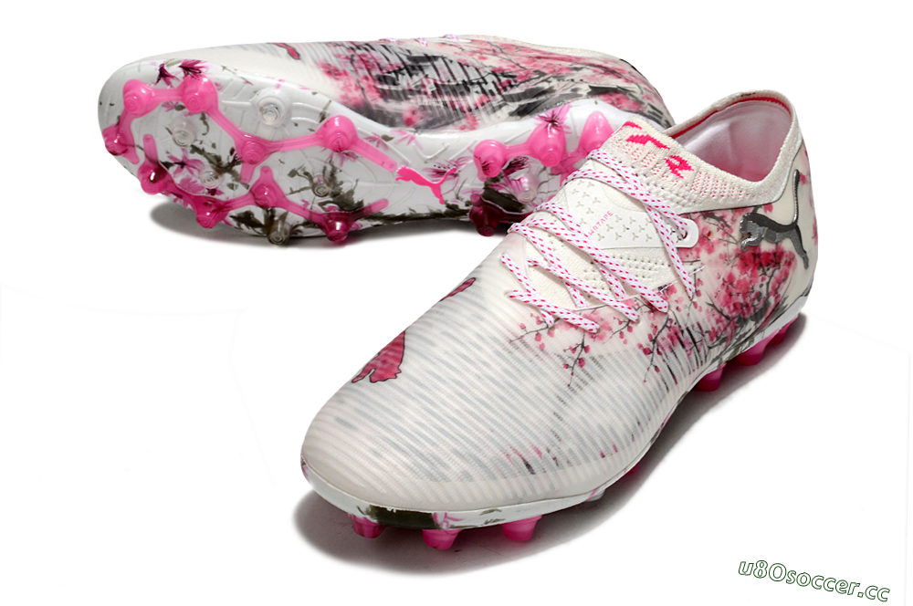 Men's Puma Future 8 Ultimate MG Multi Ground Low-Tops Football Boots - Beige/Black/Pink 3