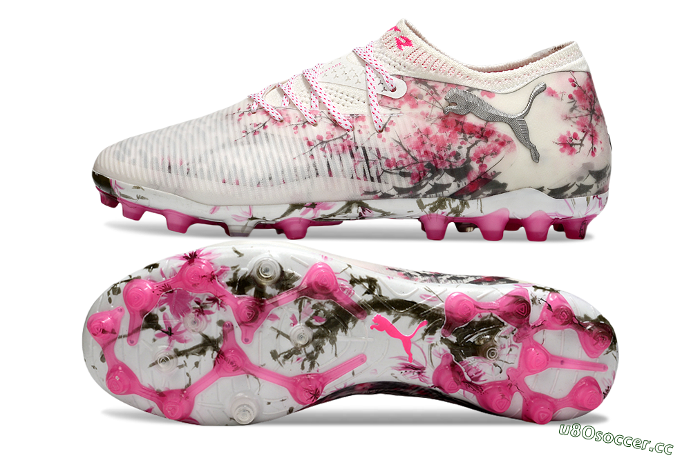 Men's Puma Future 8 Ultimate MG Multi Ground Low-Tops Football Boots - Beige/Black/Pink 1