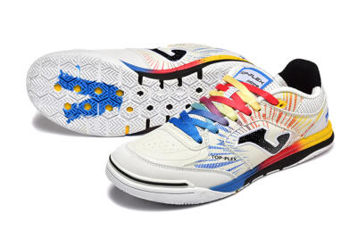 Men's Joma Top Flex IC Indoor & Futsal Low-Tops Football Shoes - Beige/Red/Yellow