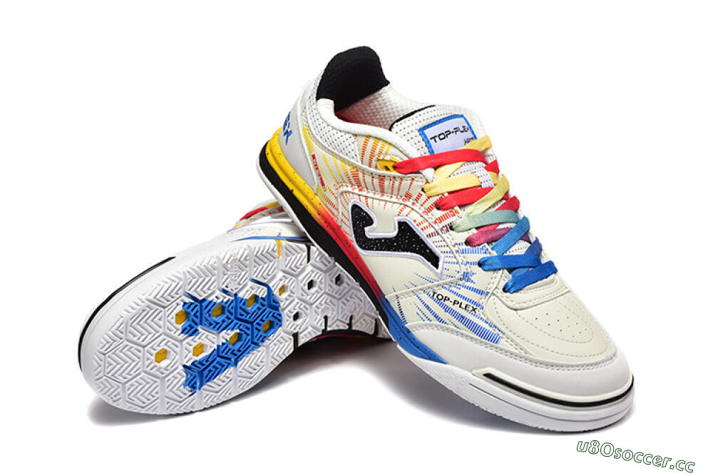 Men's Joma Top Flex IC Indoor & Futsal Low-Tops Football Shoes - Beige/Red/Yellow 4