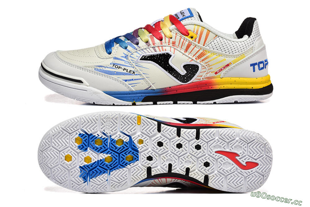 Men's Joma Top Flex IC Indoor & Futsal Low-Tops Football Shoes - Beige/Red/Yellow 1