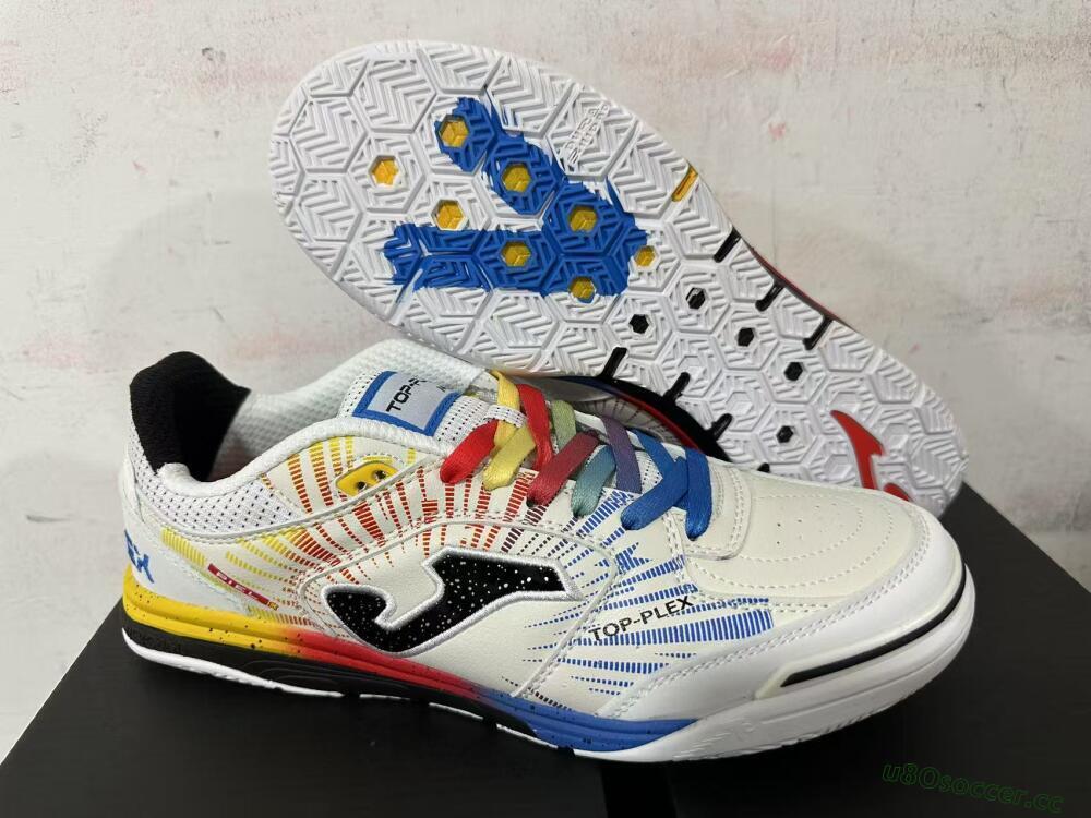 Men's Joma Top Flex IC Indoor & Futsal Low-Tops Football Shoes - Beige/Red/Yellow