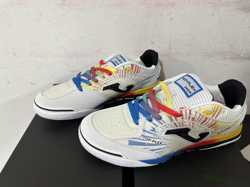 Men's Joma Top Flex IC Indoor & Futsal Low-Tops Football Shoes - Beige/Red/Yellow