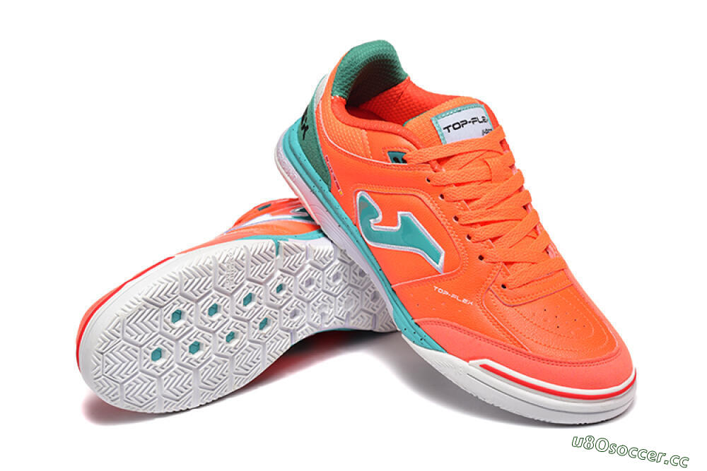 Men's Joma Top Flex IC Indoor & Futsal Low-Tops Football Shoes - Red/Jade/White 4