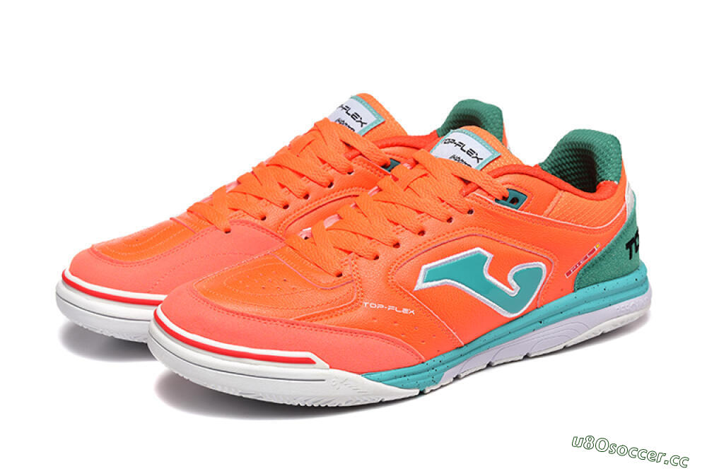Men's Joma Top Flex IC Indoor & Futsal Low-Tops Football Shoes - Red/Jade/White 5