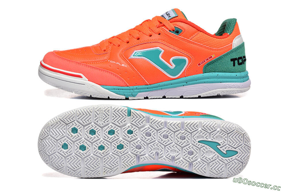 Men's Joma Top Flex IC Indoor & Futsal Low-Tops Football Shoes - Red/Jade/White 1
