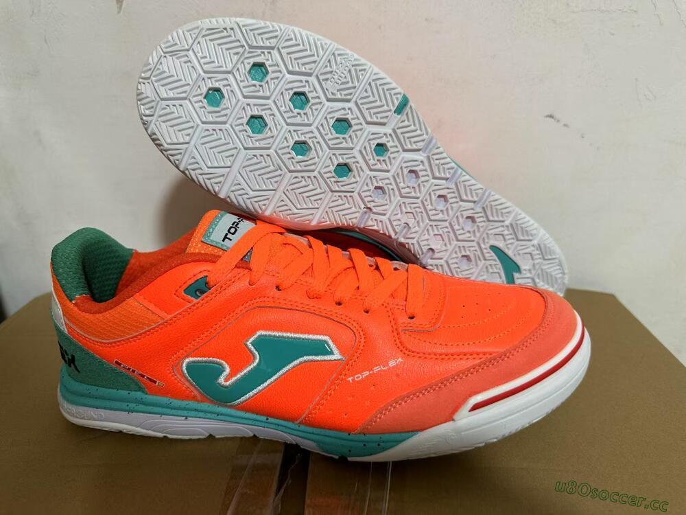 Men's Joma Top Flex IC Indoor & Futsal Low-Tops Football Shoes - Red/Jade/White