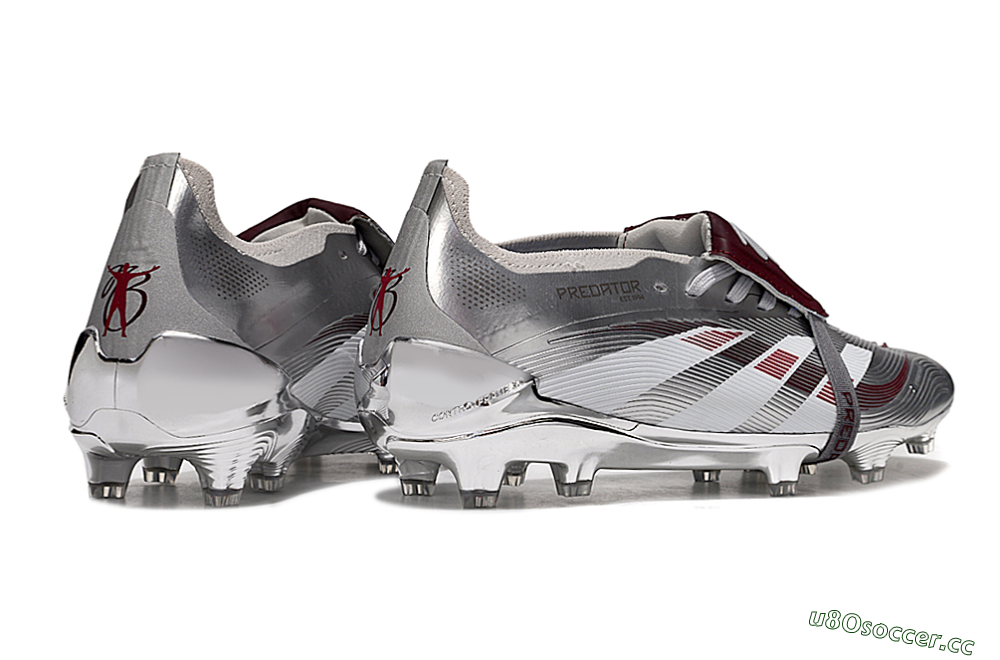 Unisex Adidas Predator 25 Elite Foldover Tongue FG Firm Ground Low-Tops Football Boots - Silver/Red/White 7