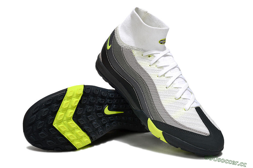 Unisex Nike Air Zoom Mercurial Superfly 10 Elite TF Artificial Turf High-Tops Football Shoes - White/Black/Yellow 4