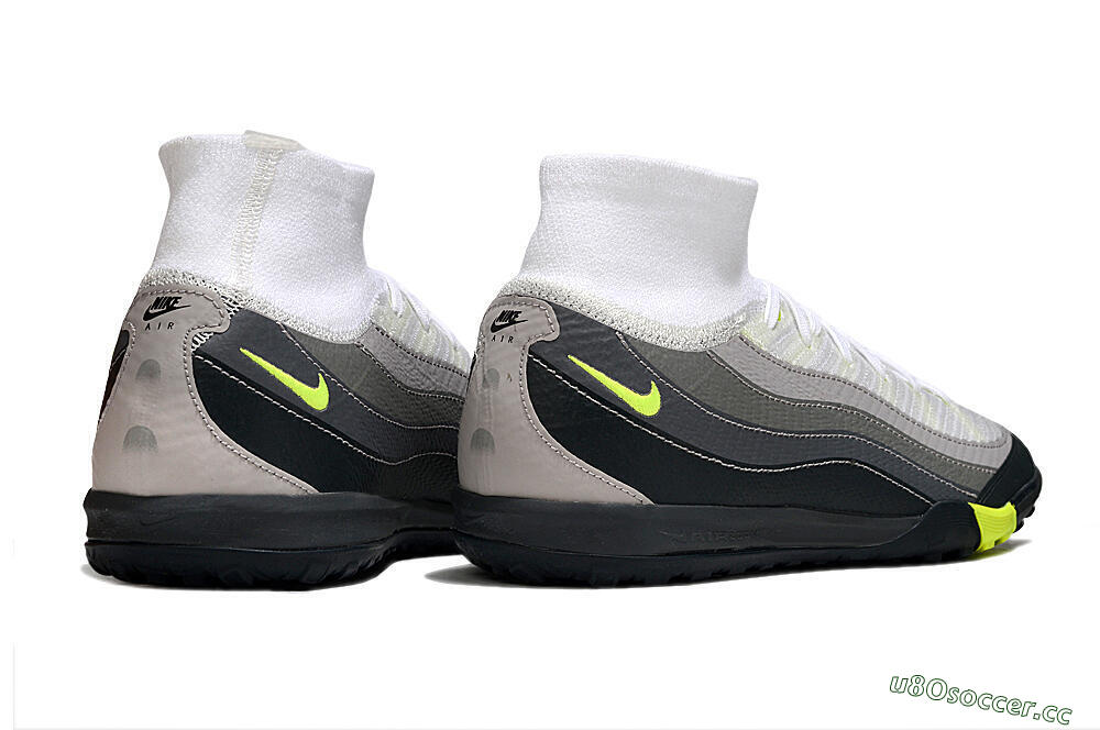 Unisex Nike Air Zoom Mercurial Superfly 10 Elite TF Artificial Turf High-Tops Football Shoes - White/Black/Yellow 7