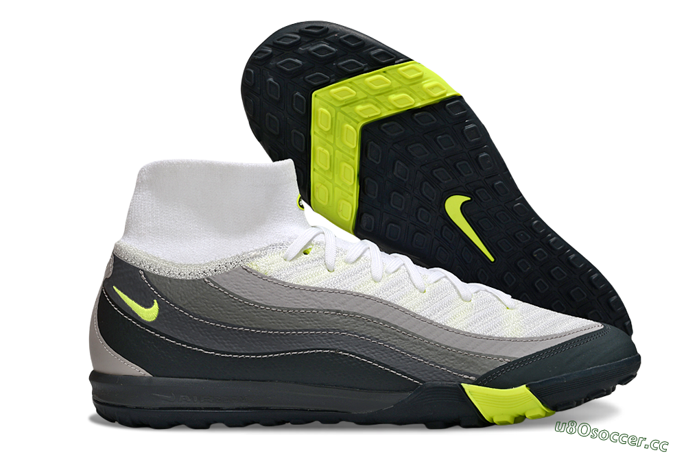 Unisex Nike Air Zoom Mercurial Superfly 10 Elite TF Artificial Turf High-Tops Football Shoes - White/Black/Yellow 2