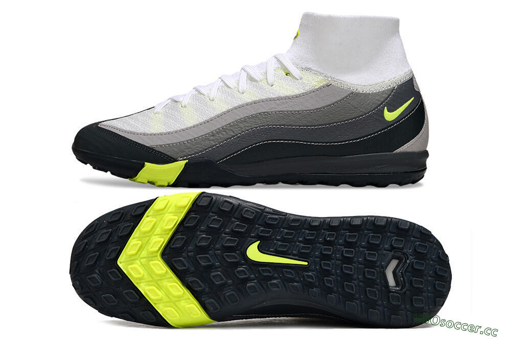 Unisex Nike Air Zoom Mercurial Superfly 10 Elite TF Artificial Turf High-Tops Football Shoes - White/Black/Yellow 1