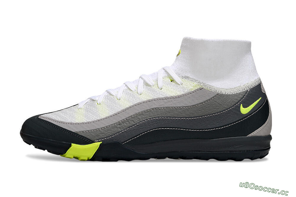 Unisex Nike Air Zoom Mercurial Superfly 10 Elite TF Artificial Turf High-Tops Football Shoes - White/Black/Yellow 0