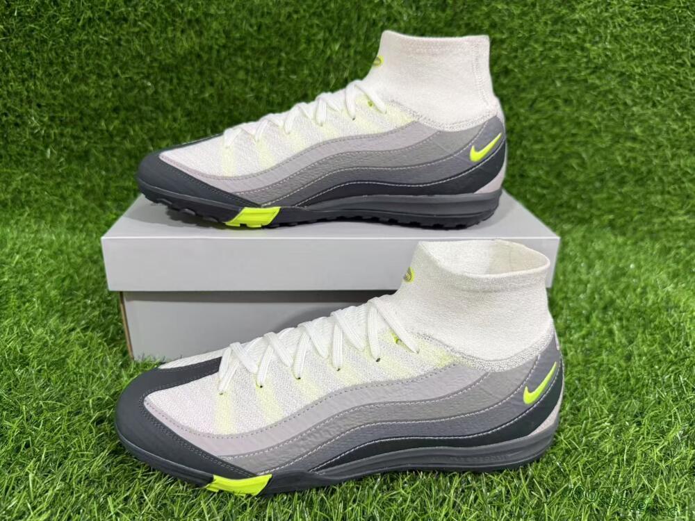 Unisex Nike Air Zoom Mercurial Superfly 10 Elite TF Artificial Turf High-Tops Football Shoes - White/Black/Yellow