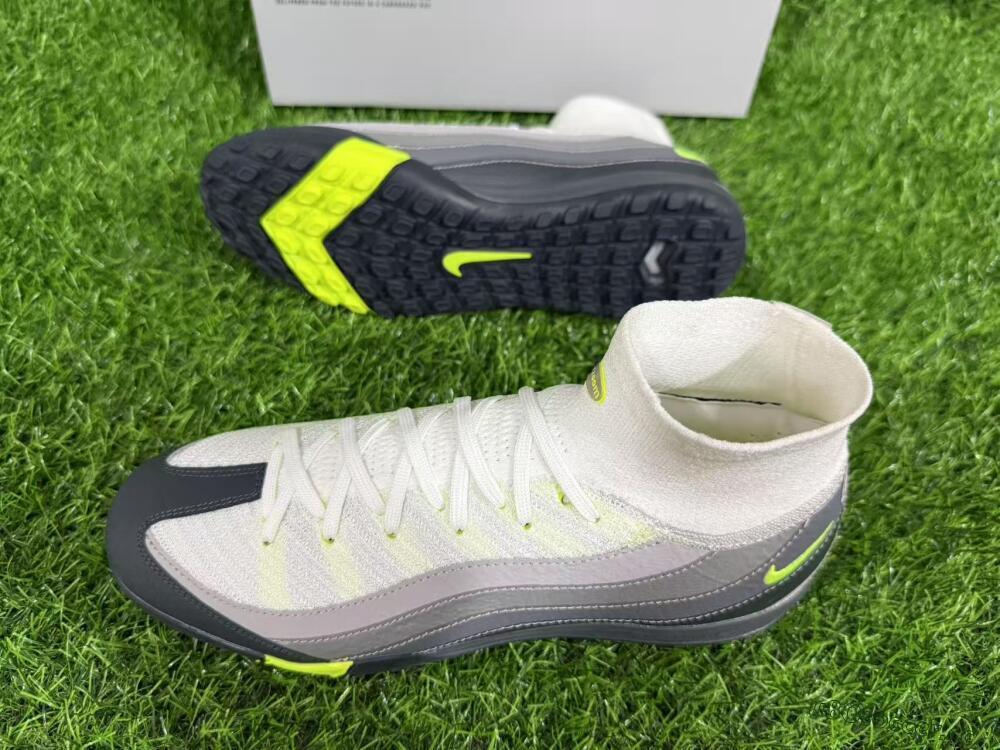 Unisex Nike Air Zoom Mercurial Superfly 10 Elite TF Artificial Turf High-Tops Football Shoes - White/Black/Yellow