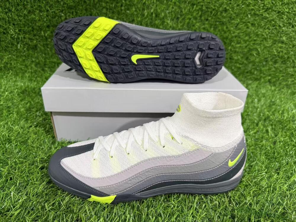Unisex Nike Air Zoom Mercurial Superfly 10 Elite TF Artificial Turf High-Tops Football Shoes - White/Black/Yellow