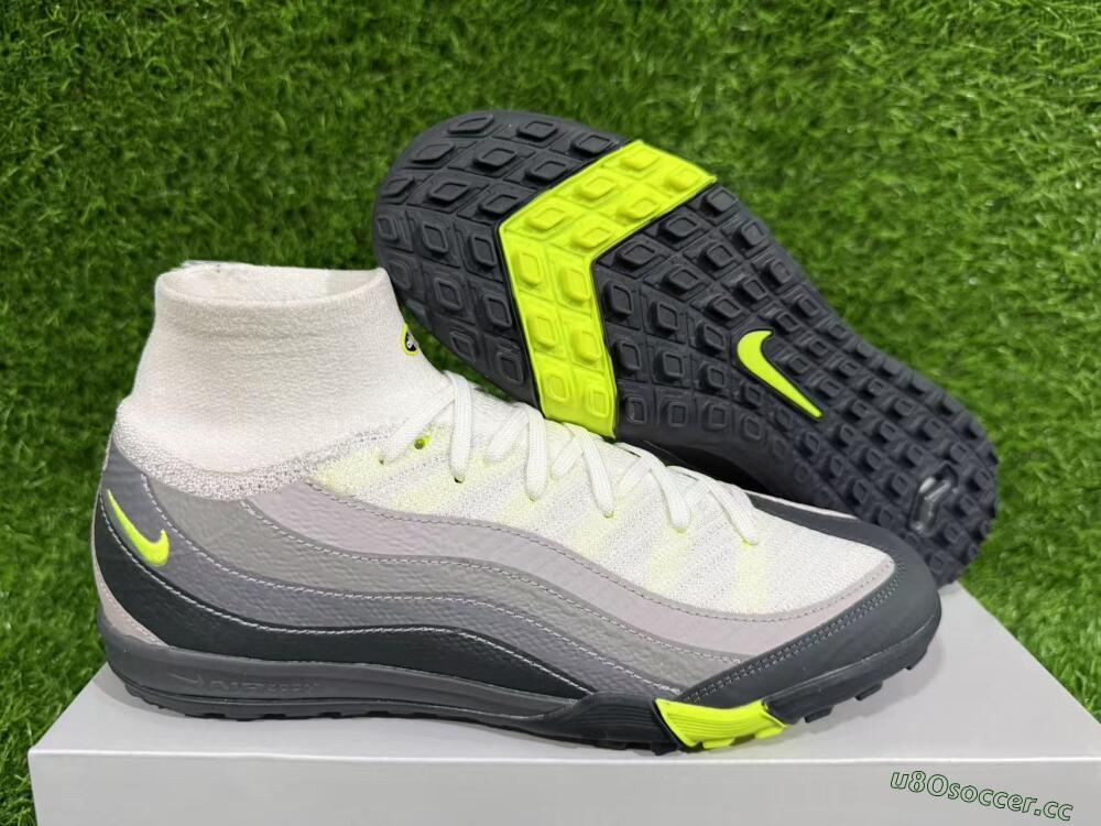 Unisex Nike Air Zoom Mercurial Superfly 10 Elite TF Artificial Turf High-Tops Football Shoes - White/Black/Yellow