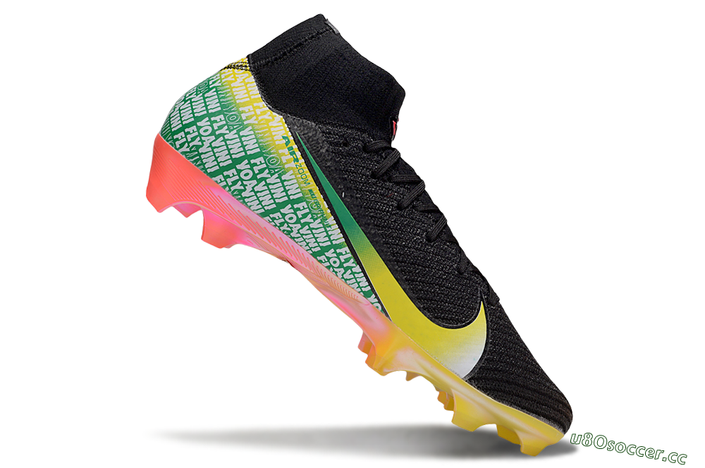 Unisex Nike Air Zoom Mercurial Superfly 10 Elite FG Firm Ground High-Tops Football Boots - Black/Yellow/Red 4