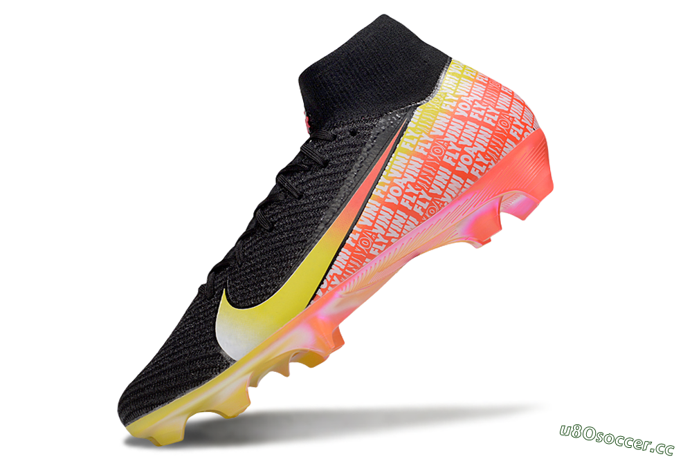 Unisex Nike Air Zoom Mercurial Superfly 10 Elite FG Firm Ground High-Tops Football Boots - Black/Yellow/Red 5