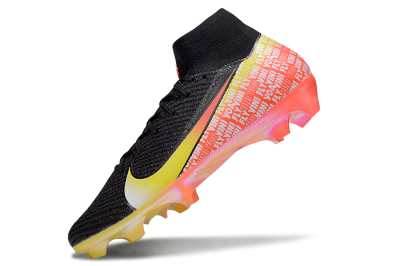Unisex Nike Air Zoom Mercurial Superfly 10 Elite FG Firm Ground High-Tops Football Boots - Black/Yellow/Red