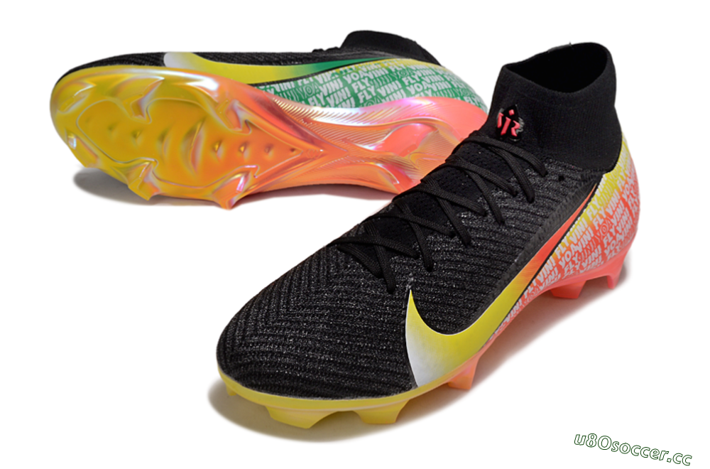 Unisex Nike Air Zoom Mercurial Superfly 10 Elite FG Firm Ground High-Tops Football Boots - Black/Yellow/Red 3