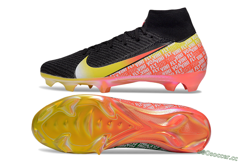 Unisex Nike Air Zoom Mercurial Superfly 10 Elite FG Firm Ground High-Tops Football Boots - Black/Yellow/Red 1