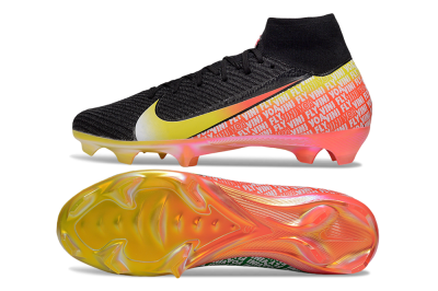 Unisex Nike Air Zoom Mercurial Superfly 10 Elite FG Firm Ground High-Tops Football Boots - Black/Yellow/Red